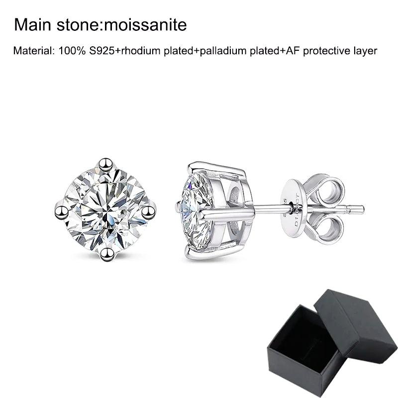 0.1-5CT Test Passed Moissanite Studs Earrings for Men and Women S925 Silver -, earrings , Drestiny , Australia, Canada, Earrings, New Zealand, Silver, United Kingdom, United States , Drestiny , www.shopdrestiny.com