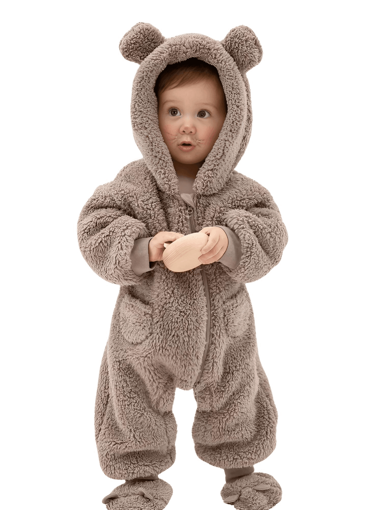 0-2Y Adorable Warm One Piece Hooded Suits For Baby With Ears! -, Rompers , Drestiny , 0M, 12M, 18M, 24M, 3M, 6M, Apricot, Australia, Blue, Boys, Brown, Canada, Girls, Jumpsuits, New Zealand, Off White, Pant Sets, Pink, Purple, Rompers, Sets, United Kingdom, United States , Drestiny , www.shopdrestiny.com