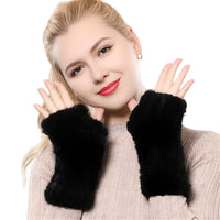 Thumbnail for 100% Real Genuine Mink Fur Fingerless Mittens For Women