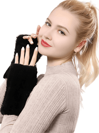 Thumbnail for 100% Real Genuine Mink Fur Fingerless Mittens For Women