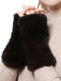 Thumbnail for 100% Real Genuine Mink Fur Fingerless Mittens For Women