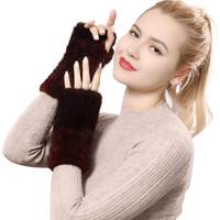 Thumbnail for 100% Real Genuine Mink Fur Fingerless Mittens For Women