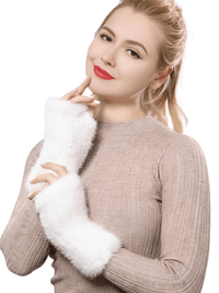 Thumbnail for 100% Real Genuine Mink Fur Fingerless Mittens For Women