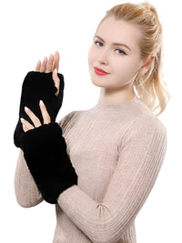 Thumbnail for 100% Real Genuine Mink Fur Fingerless Mittens For Women