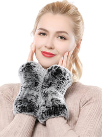 Thumbnail for 100% Real Genuine Mink Fur Fingerless Mittens For Women