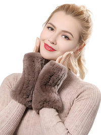 Thumbnail for 100% Real Genuine Mink Fur Fingerless Mittens For Women