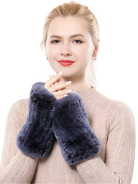 Thumbnail for 100% Real Genuine Mink Fur Fingerless Mittens For Women