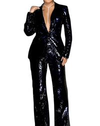 Thumbnail for 2 Piece Blazer & Wide Leg Sequin Pant Suits For Women -, Pant Suits , Drestiny , Australia, Black, Blazers, Dress Pants, L, M, New Zealand, Pant Sets, Pant Suits, S, Sets, Suits, United Kingdom, United States, White, XL, XXL, XXXL , Drestiny , www.shopdrestiny.com