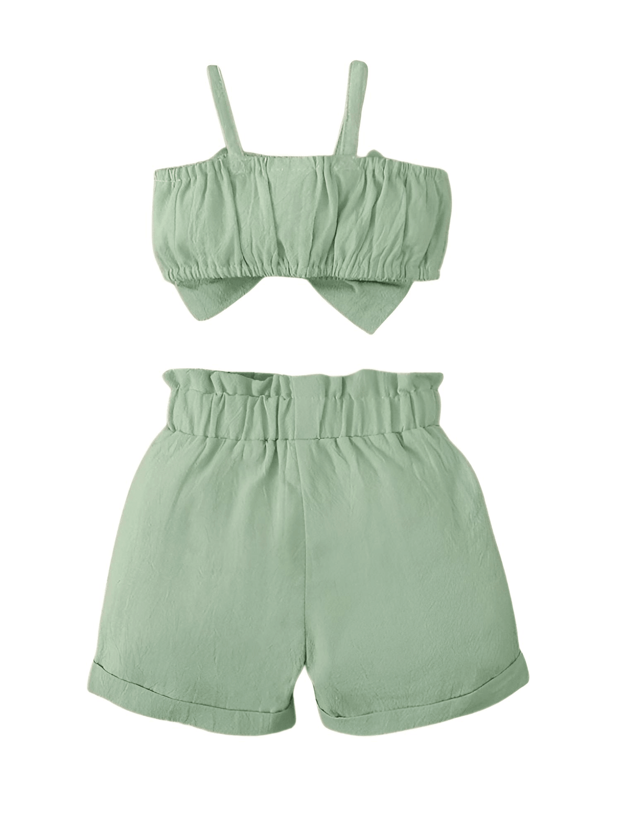 2PCS Baby Girl Clothing Set Infant Big Bow Sleeveless Suspender Top + Shorts -, Baby & Toddler Outfits , Drestiny , 12M, 18M, 24M, 3M, 6M, 9M, Australia, Canada, Casual Shirts, Girls, Green, New Zealand, Short Sets, Shorts, Sleeveless, United Kingdom, United States , Drestiny , www.shopdrestiny.com