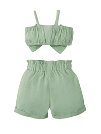 Thumbnail for 2PCS Baby Girl Clothing Set Infant Big Bow Sleeveless Suspender Top + Shorts -, Baby & Toddler Outfits , Drestiny , 12M, 18M, 24M, 3M, 6M, 9M, Australia, Canada, Casual Shirts, Girls, Green, New Zealand, Short Sets, Shorts, Sleeveless, United Kingdom, United States , Drestiny , www.shopdrestiny.com