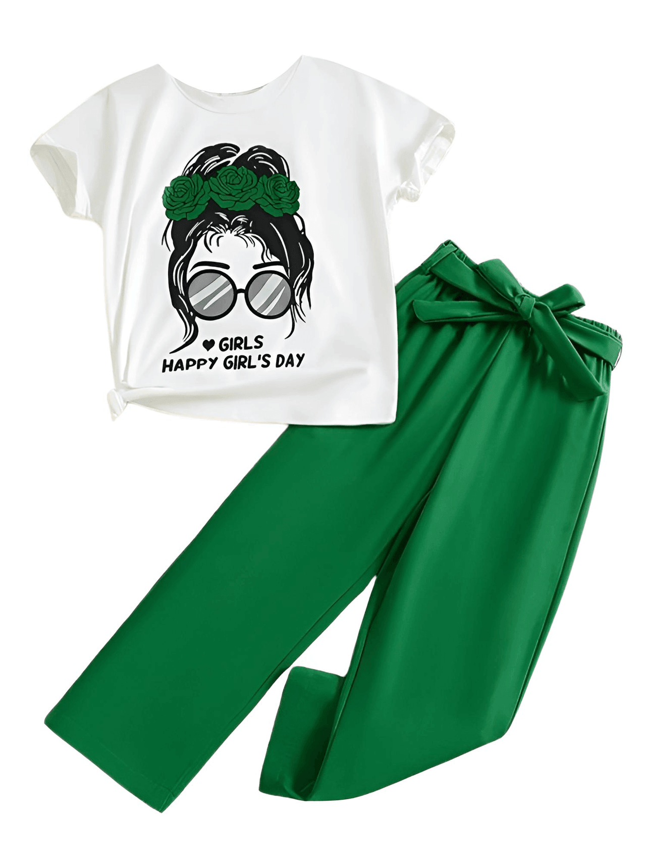 2pcs Girl's Fashion Set T-Shirt + Thin Wide Leg Pants