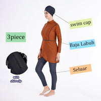 Thumbnail for 3PCS Women's Burkini Muslim Swimwear -, Swimwear , Drestiny , 4XL, Australia, Black, Blue Grey, Dark Blue, Dark Orange, Dark Pink, Grey, L, Light Green, Light Purple, Long Sleeves, M, Muslim Swimwear, Navy, New Zealand, Pink, Purple, United Kingdom, United States, XL, XXL, XXXL , Drestiny , www.shopdrestiny.com