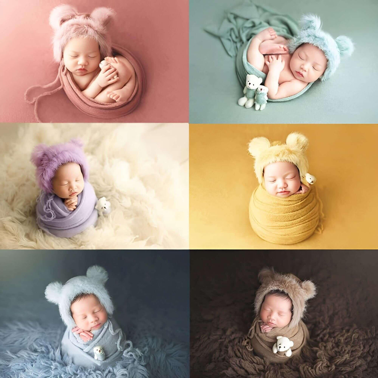 3pcs/Set Newborn Photography Wraps + Faux Fur Hat + Bear Doll -, Baby & Toddler Outfits , Drestiny , Australia, Blue, Boys, Brown, Canada, Girls, Green, Hats, Khaki, Lavender, New Zealand, Pink, Purple, Sets, United Kingdom, United States, White, Wraps, Yellow , Drestiny , www.shopdrestiny.com