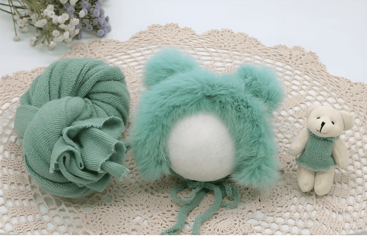 3pcs/Set Newborn Photography Wraps + Faux Fur Hat + Bear Doll -, Baby & Toddler Outfits , Drestiny , Australia, Blue, Boys, Brown, Canada, Girls, Green, Hats, Khaki, Lavender, New Zealand, Pink, Purple, Sets, United Kingdom, United States, White, Wraps, Yellow , Drestiny , www.shopdrestiny.com