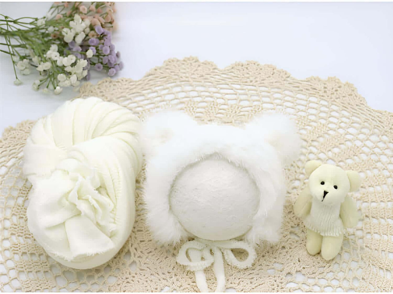 3pcs/Set Newborn Photography Wraps + Faux Fur Hat + Bear Doll -, Baby & Toddler Outfits , Drestiny , Australia, Blue, Boys, Brown, Canada, Girls, Green, Hats, Khaki, Lavender, New Zealand, Pink, Purple, Sets, United Kingdom, United States, White, Wraps, Yellow , Drestiny , www.shopdrestiny.com