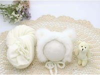 Thumbnail for 3pcs/Set Newborn Photography Wraps + Faux Fur Hat + Bear Doll -, Baby & Toddler Outfits , Drestiny , Australia, Blue, Boys, Brown, Canada, Girls, Green, Hats, Khaki, Lavender, New Zealand, Pink, Purple, Sets, United Kingdom, United States, White, Wraps, Yellow , Drestiny , www.shopdrestiny.com