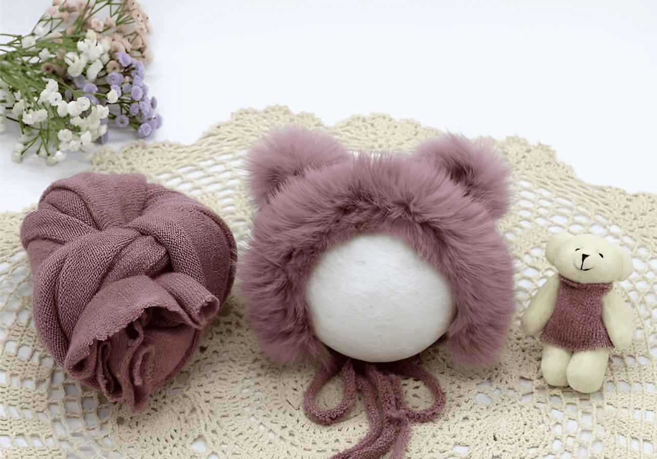 3pcs/Set Newborn Photography Wraps + Faux Fur Hat + Bear Doll -, Baby & Toddler Outfits , Drestiny , Australia, Blue, Boys, Brown, Canada, Girls, Green, Hats, Khaki, Lavender, New Zealand, Pink, Purple, Sets, United Kingdom, United States, White, Wraps, Yellow , Drestiny , www.shopdrestiny.com