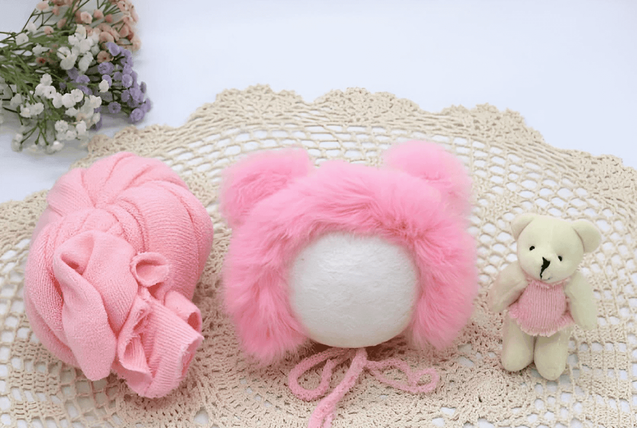 3pcs/Set Newborn Photography Wraps + Faux Fur Hat + Bear Doll -, Baby & Toddler Outfits , Drestiny , Australia, Blue, Boys, Brown, Canada, Girls, Green, Hats, Khaki, Lavender, New Zealand, Pink, Purple, Sets, United Kingdom, United States, White, Wraps, Yellow , Drestiny , www.shopdrestiny.com