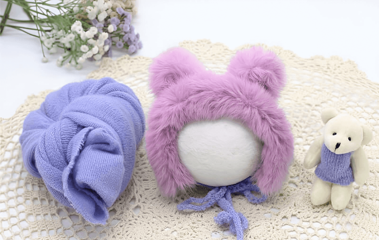 3pcs/Set Newborn Photography Wraps + Faux Fur Hat + Bear Doll -, Baby & Toddler Outfits , Drestiny , Australia, Blue, Boys, Brown, Canada, Girls, Green, Hats, Khaki, Lavender, New Zealand, Pink, Purple, Sets, United Kingdom, United States, White, Wraps, Yellow , Drestiny , www.shopdrestiny.com