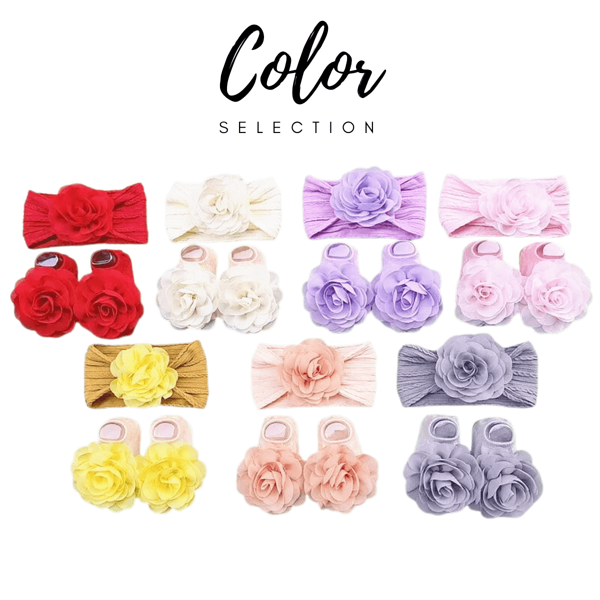 2Pcs/Set Sweet Baby Girl Headbands - In 7 Colors! -, Hats , Drestiny , Australia, Canada, Dark Grey, Girls, Headbands, New Zealand, Off White, Peach, Pink, Purple, Red, Sets, Socks, United Kingdom, United States, Yellow , Drestiny , www.shopdrestiny.com