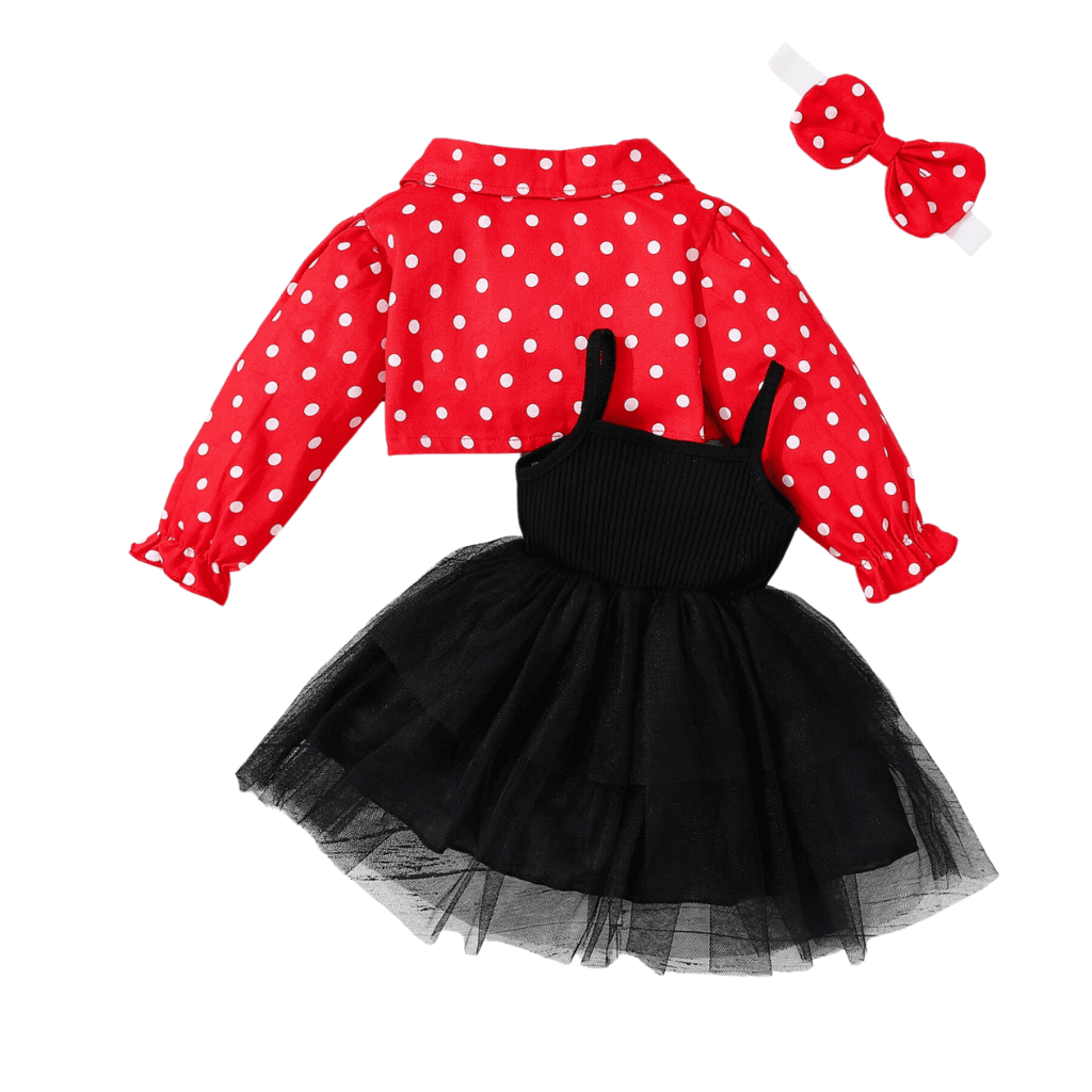 Baby Girl's Black Party Dress + Red Polka Dot Jacket Set - Now In Pink Too! -, Dress Set , Drestiny , Australia, Black, Canada, Dress Sets, Dresses, Girls, Jackets, Long Sleeve, New Zealand, Pink, Red, Sleeveless, United Kingdom, United States , Drestiny , www.shopdrestiny.com