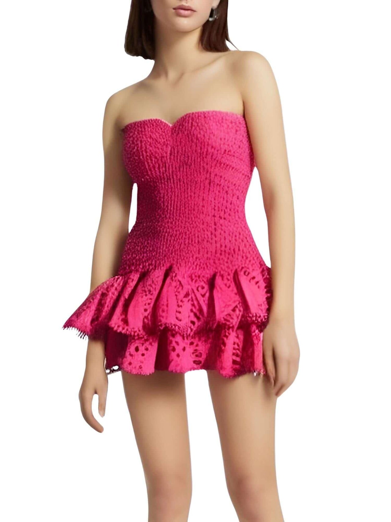 Ruffle Strapless Dresses For Women -, Dresses , Drestiny , Australia, Black, Blue, Canada, Deep Pink, Green, L, M, Mini Dresses, New Zealand, Pink, Purple, Red, S, Sleeveless, Strapless, United Kingdom, United States, White, Yellow , Drestiny , www.shopdrestiny.com