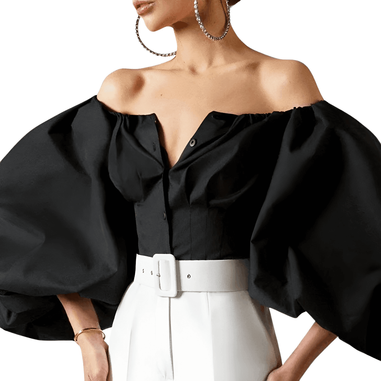 Off Shoulder Lantern Sleeve Blouses For Women -, Blouses , Drestiny , Australia, Black, Blouses, Dress Shirts, FR, Khaki, L, Light Brown, Long Sleeves, M, New Zealand, Off Shoulder, S, United Kingdom, United States, White , Drestiny , www.shopdrestiny.com