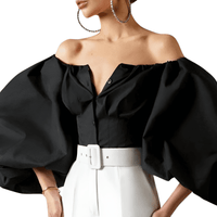 Thumbnail for Off Shoulder Lantern Sleeve Blouses For Women -, Blouses , Drestiny , Australia, Black, Blouses, Dress Shirts, FR, Khaki, L, Light Brown, Long Sleeves, M, New Zealand, Off Shoulder, S, United Kingdom, United States, White , Drestiny , www.shopdrestiny.com