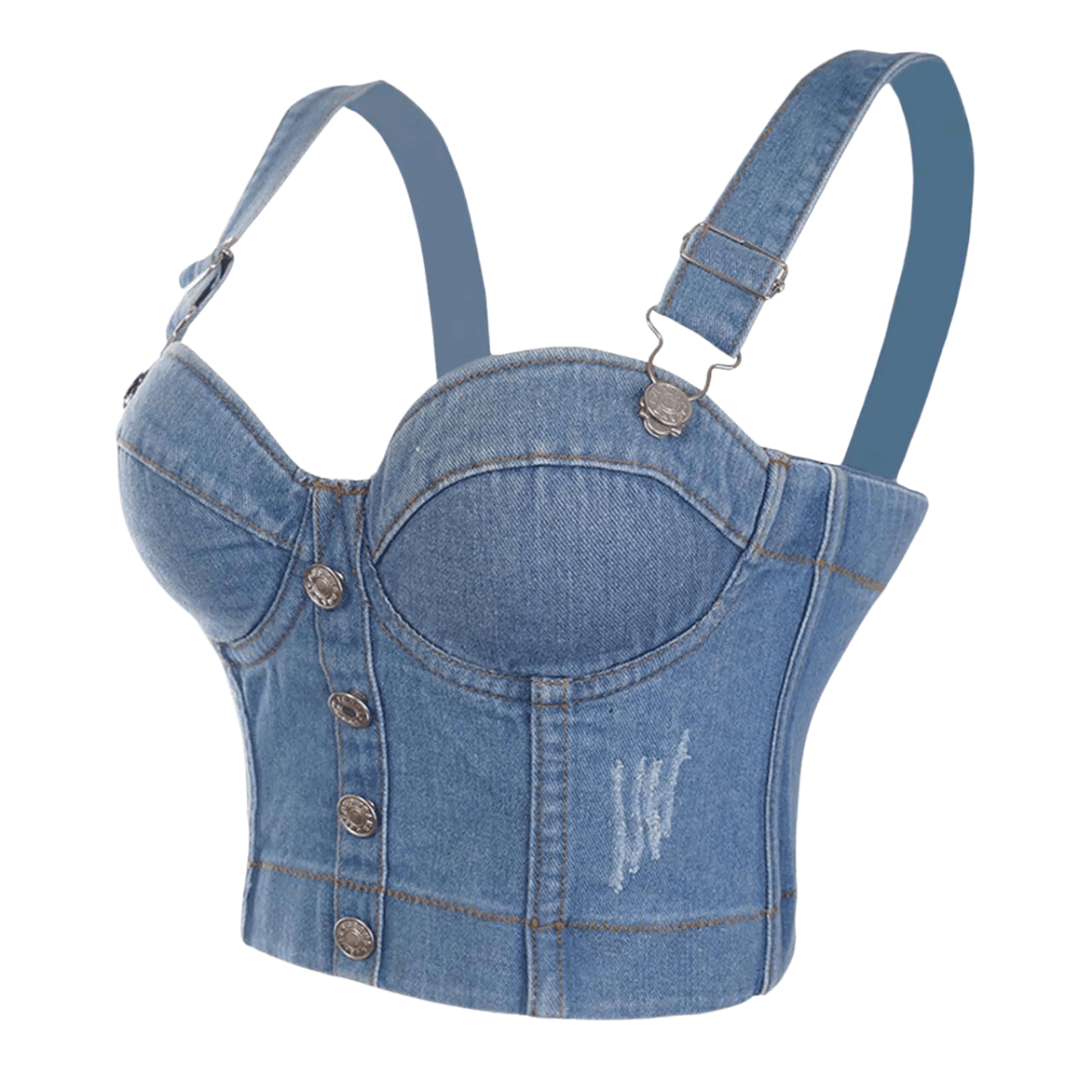 Women's Denim Bustier Crop Tops - 13 Styles! -, Bustier , Drestiny , Australia, Black, Blue, Canada, Casual Shirts, Corsets, Crop Tops, FR, Gold, L, Light Blue, M, New Zealand, Pink, Red, S, Silver, Sleeveless, United Kingdom, United States, White, XL, XS , Drestiny , www.shopdrestiny.com