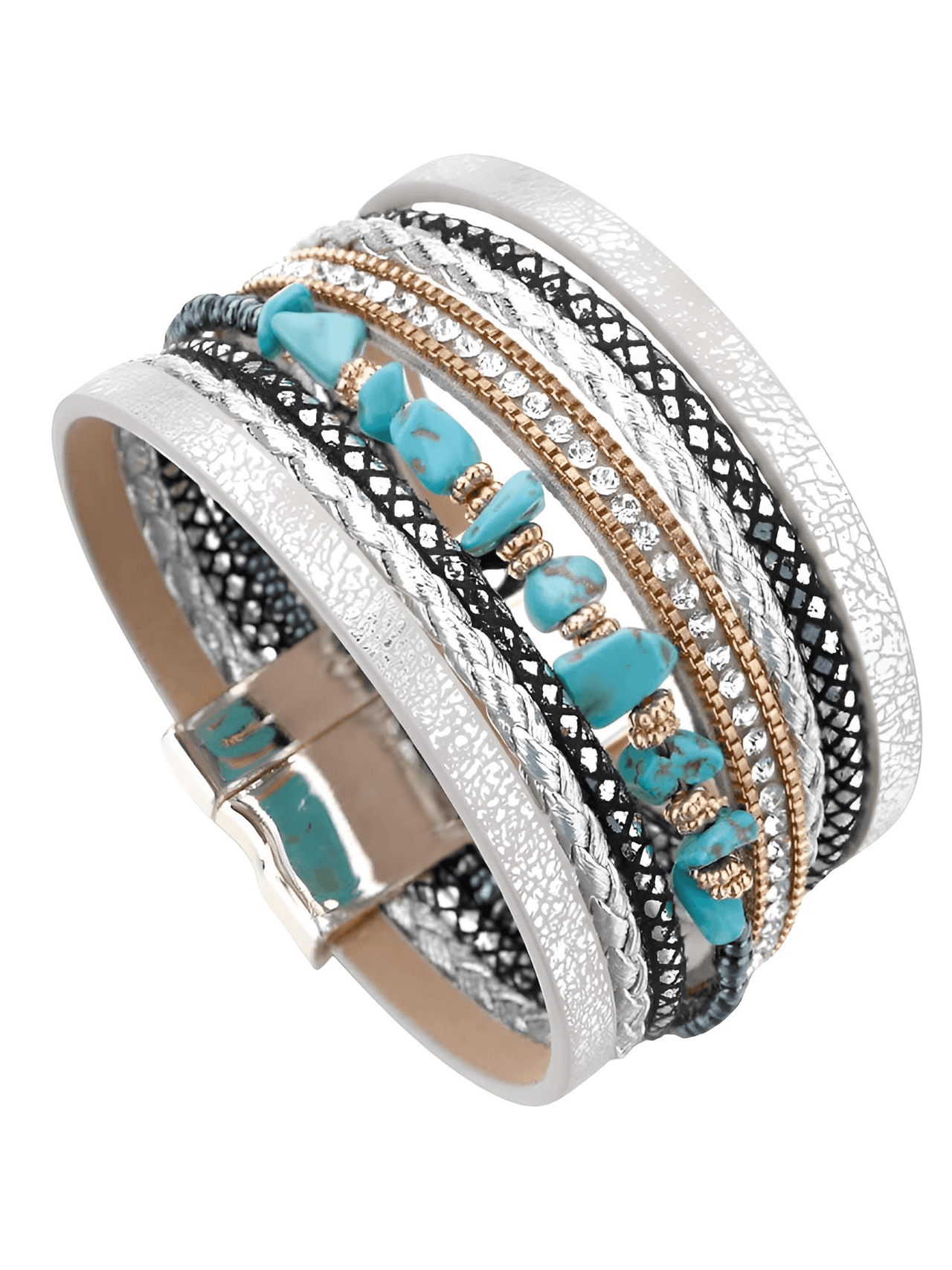 Blue Natural Stone Leather Bracelets for Women -, Bracelets , Drestiny , Australia, Beige, Bracelets, Brown, Canada, Gender_Women, Grey, Khaki, New Zealand, Sky Blue, Turquoise, United Kingdom, United States, White , Drestiny , www.shopdrestiny.com