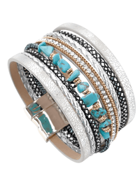 Thumbnail for Blue Natural Stone Leather Bracelets for Women -, Bracelets , Drestiny , Australia, Beige, Bracelets, Brown, Canada, Gender_Women, Grey, Khaki, New Zealand, Sky Blue, Turquoise, United Kingdom, United States, White , Drestiny , www.shopdrestiny.com