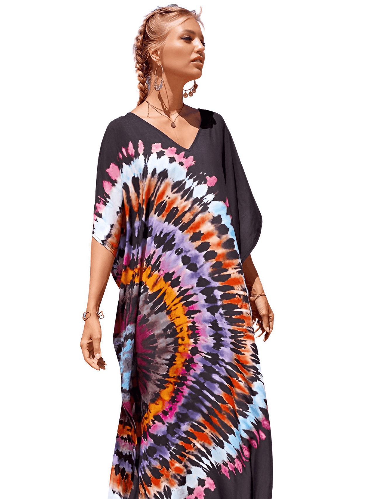 Bohemian V-Neck Batwing Sleeve Kaftan For Women - 39 Styles! -, Dress , Drestiny , Australia, Black, Blue, Canada, Cover Ups, Dark Blue, Deep Pink, FR, Green, Kaftans, Light Blue, Light Pink, New Zealand, Orange, Pink, Purple, Red, Short Sleeves, United Kingdom, United States, White , Drestiny , www.shopdrestiny.com