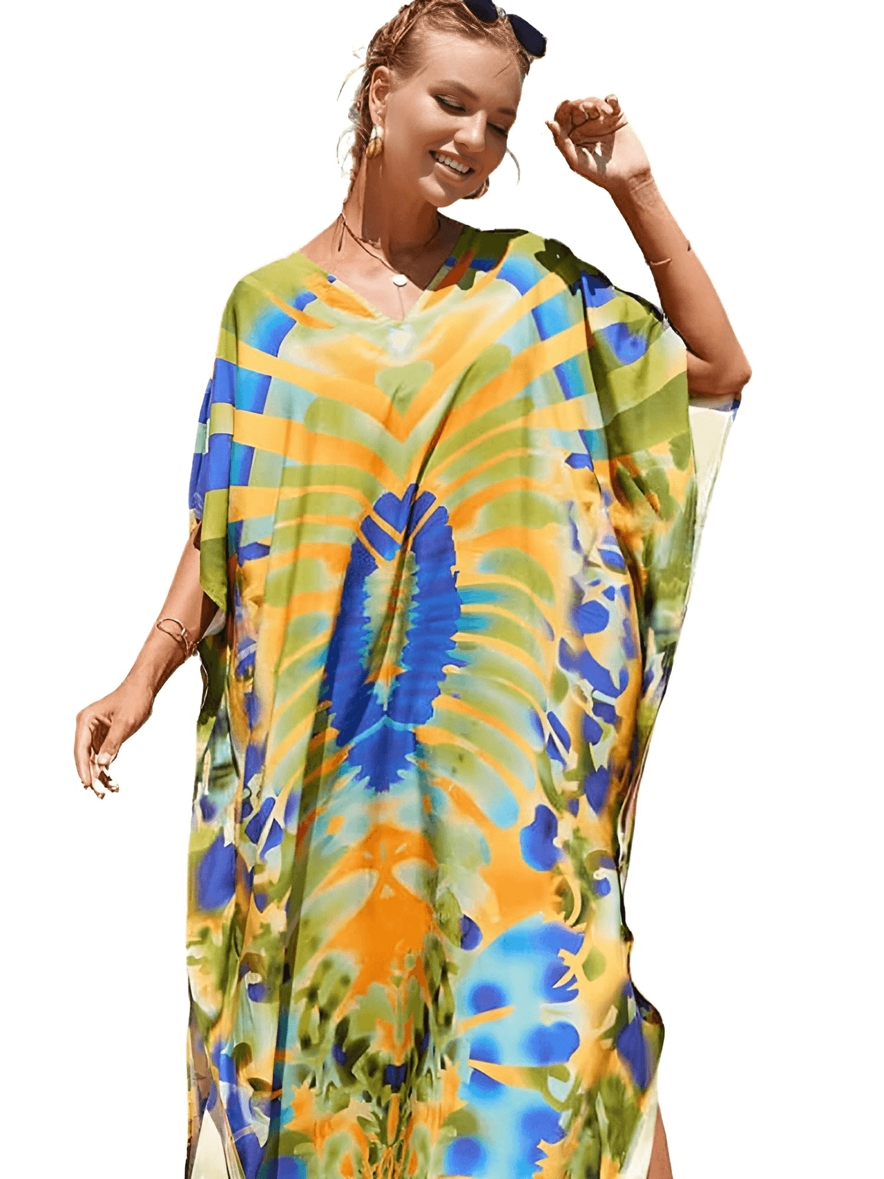 Bohemian V-Neck Batwing Sleeve Kaftan For Women - 39 Styles! -, Dress , Drestiny , Australia, Black, Blue, Canada, Cover Ups, Dark Blue, Deep Pink, FR, Green, Kaftans, Light Blue, Light Pink, New Zealand, Orange, Pink, Purple, Red, Short Sleeves, United Kingdom, United States, White , Drestiny , www.shopdrestiny.com