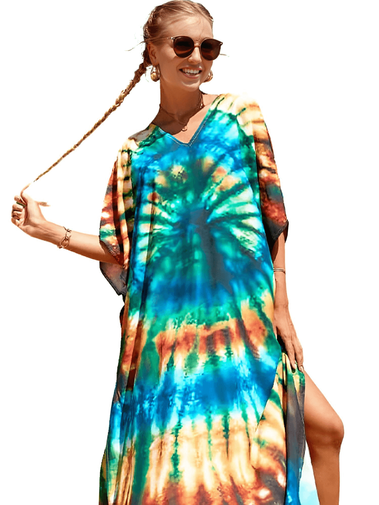 Bohemian V-Neck Batwing Sleeve Kaftan For Women - 39 Styles! -, Dress , Drestiny , Australia, Black, Blue, Canada, Cover Ups, Dark Blue, Deep Pink, FR, Green, Kaftans, Light Blue, Light Pink, New Zealand, Orange, Pink, Purple, Red, Short Sleeves, United Kingdom, United States, White , Drestiny , www.shopdrestiny.com