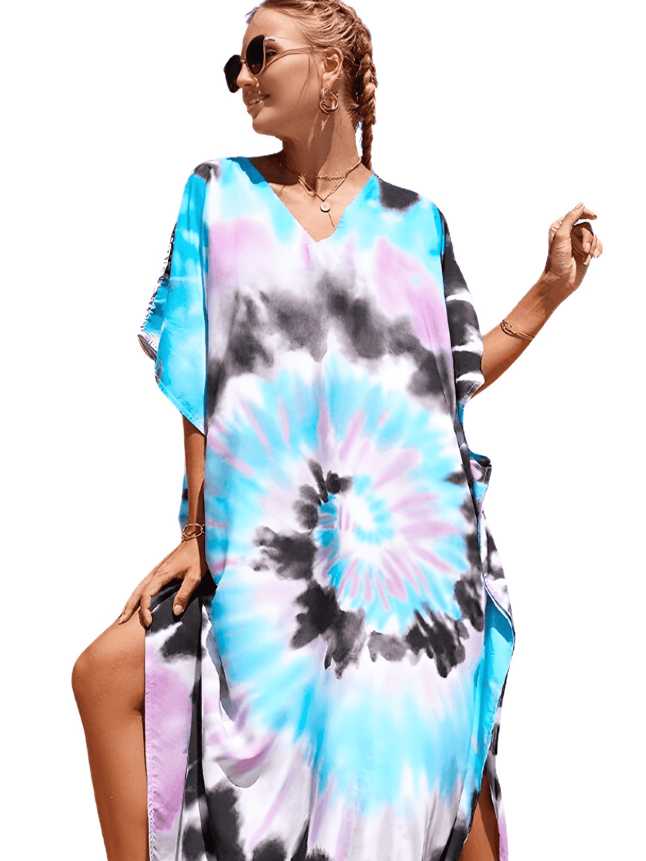 Bohemian V-Neck Batwing Sleeve Kaftan For Women - 39 Styles! -, Dress , Drestiny , Australia, Black, Blue, Canada, Cover Ups, Dark Blue, Deep Pink, FR, Green, Kaftans, Light Blue, Light Pink, New Zealand, Orange, Pink, Purple, Red, Short Sleeves, United Kingdom, United States, White , Drestiny , www.shopdrestiny.com