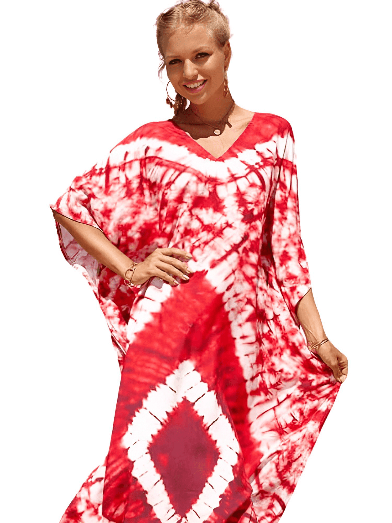 Bohemian V-Neck Batwing Sleeve Kaftan For Women - 39 Styles! -, Dress , Drestiny , Australia, Black, Blue, Canada, Cover Ups, Dark Blue, Deep Pink, FR, Green, Kaftans, Light Blue, Light Pink, New Zealand, Orange, Pink, Purple, Red, Short Sleeves, United Kingdom, United States, White , Drestiny , www.shopdrestiny.com