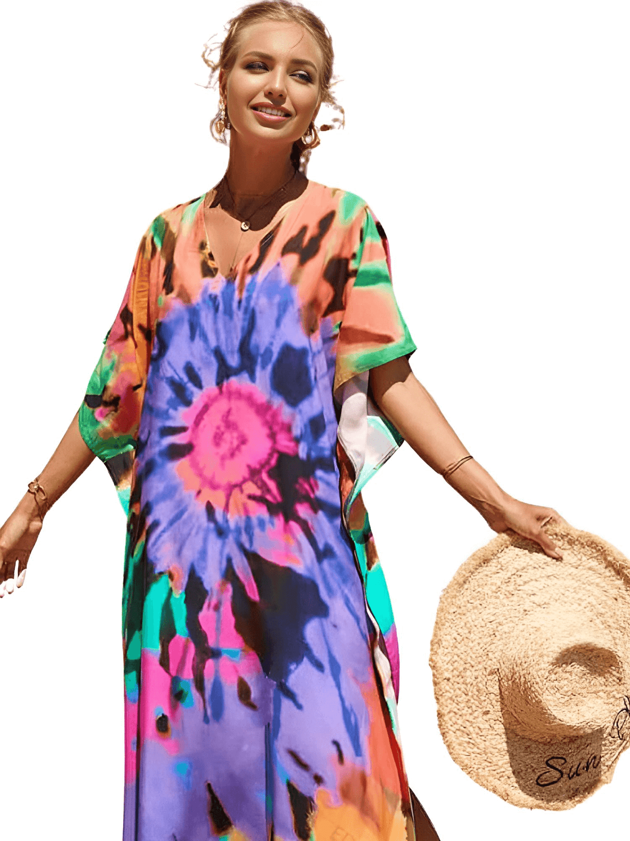 Bohemian V-Neck Batwing Sleeve Kaftan For Women - 39 Styles! -, Dress , Drestiny , Australia, Black, Blue, Canada, Cover Ups, Dark Blue, Deep Pink, FR, Green, Kaftans, Light Blue, Light Pink, New Zealand, Orange, Pink, Purple, Red, Short Sleeves, United Kingdom, United States, White , Drestiny , www.shopdrestiny.com