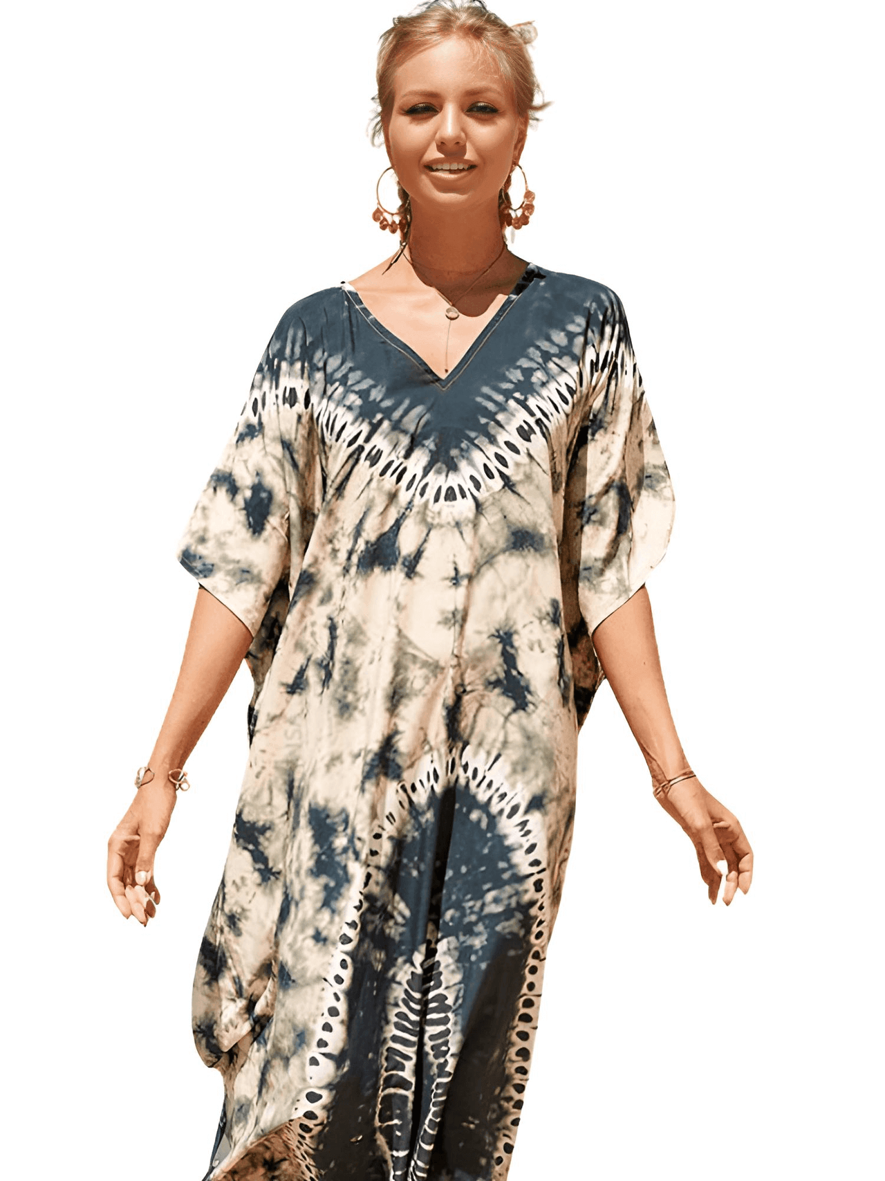 Bohemian V-Neck Batwing Sleeve Kaftan For Women - 39 Styles! -, Dress , Drestiny , Australia, Black, Blue, Canada, Cover Ups, Dark Blue, Deep Pink, FR, Green, Kaftans, Light Blue, Light Pink, New Zealand, Orange, Pink, Purple, Red, Short Sleeves, United Kingdom, United States, White , Drestiny , www.shopdrestiny.com