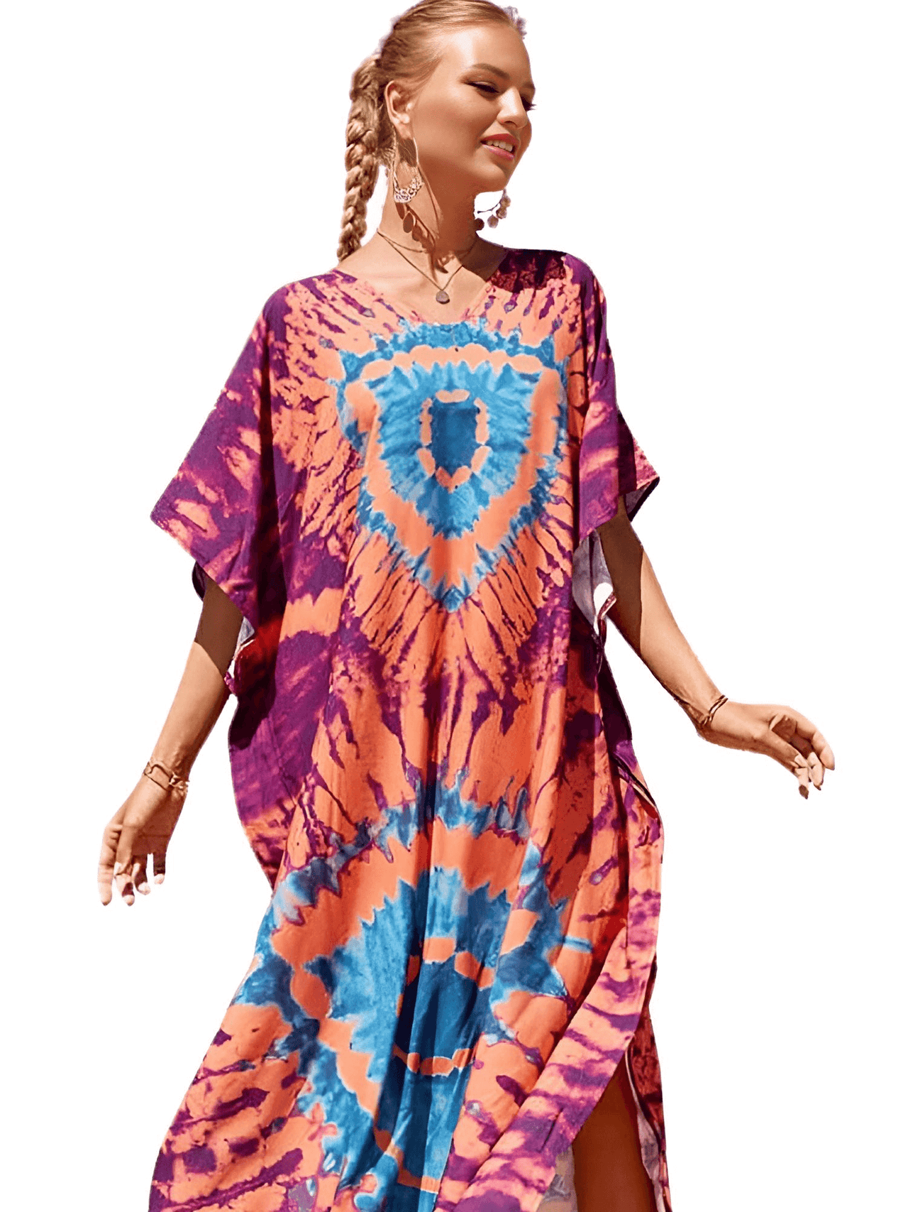 Bohemian V-Neck Batwing Sleeve Kaftan For Women - 39 Styles! -, Dress , Drestiny , Australia, Black, Blue, Canada, Cover Ups, Dark Blue, Deep Pink, FR, Green, Kaftans, Light Blue, Light Pink, New Zealand, Orange, Pink, Purple, Red, Short Sleeves, United Kingdom, United States, White , Drestiny , www.shopdrestiny.com