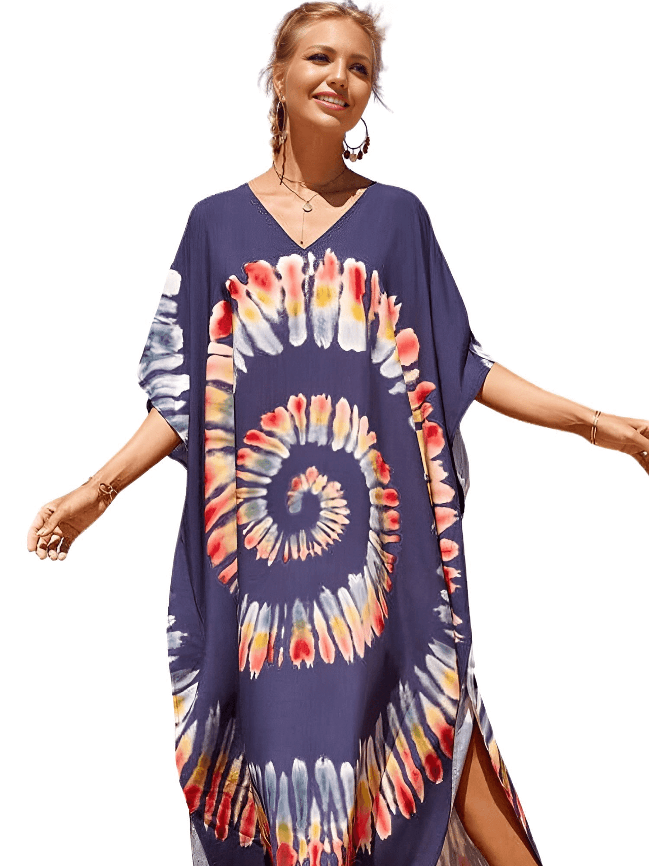 Bohemian V-Neck Batwing Sleeve Kaftan For Women - 39 Styles! -, Dress , Drestiny , Australia, Black, Blue, Canada, Cover Ups, Dark Blue, Deep Pink, FR, Green, Kaftans, Light Blue, Light Pink, New Zealand, Orange, Pink, Purple, Red, Short Sleeves, United Kingdom, United States, White , Drestiny , www.shopdrestiny.com