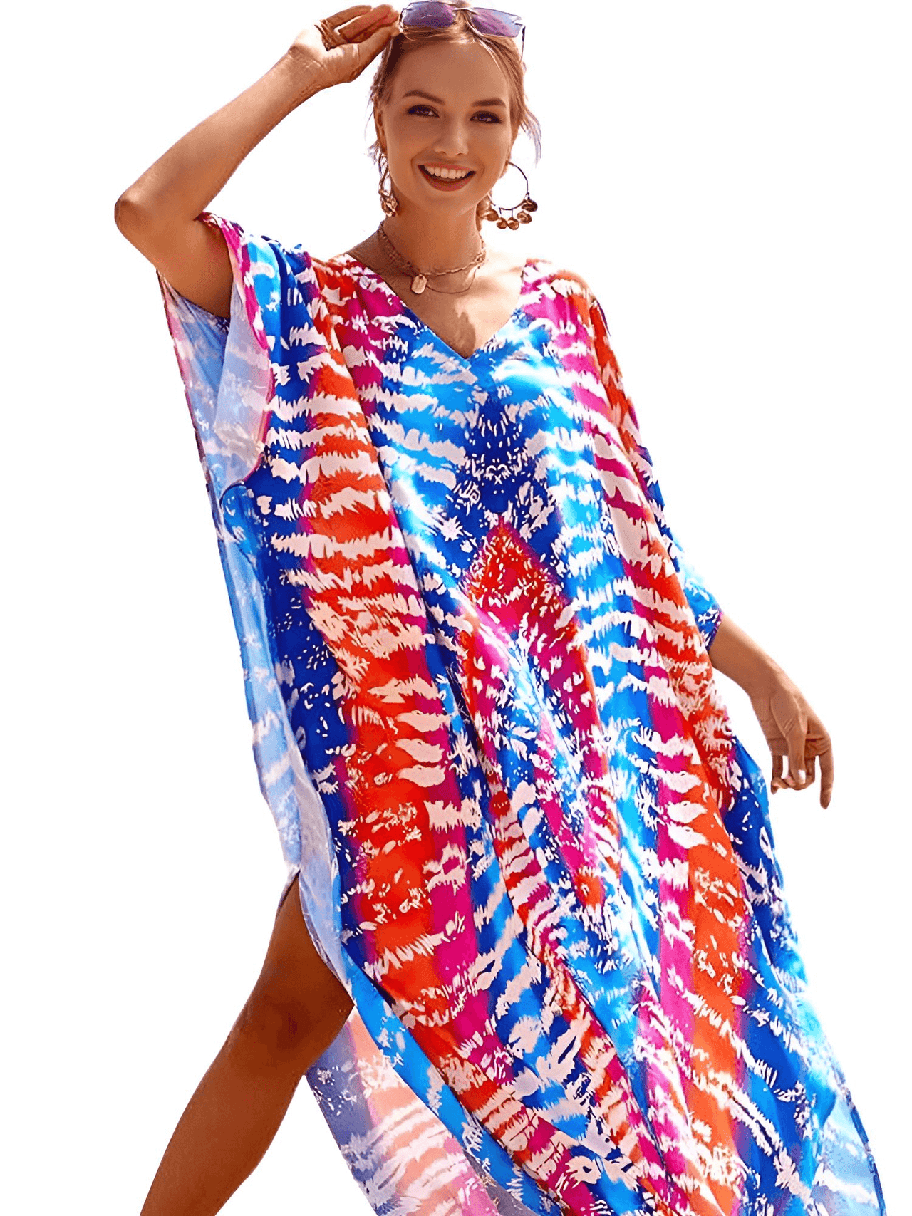 Bohemian V-Neck Batwing Sleeve Kaftan For Women - 39 Styles! -, Dress , Drestiny , Australia, Black, Blue, Canada, Cover Ups, Dark Blue, Deep Pink, FR, Green, Kaftans, Light Blue, Light Pink, New Zealand, Orange, Pink, Purple, Red, Short Sleeves, United Kingdom, United States, White , Drestiny , www.shopdrestiny.com