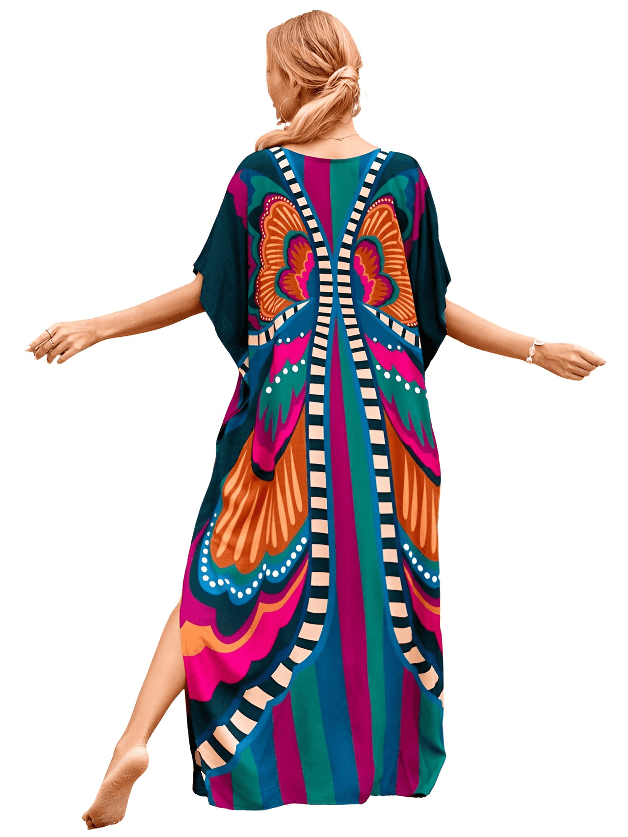 Bohemian V-Neck Batwing Sleeve Kaftan For Women - 39 Styles! -, Dress , Drestiny , Australia, Black, Blue, Canada, Cover Ups, Dark Blue, Deep Pink, FR, Green, Kaftans, Light Blue, Light Pink, New Zealand, Orange, Pink, Purple, Red, Short Sleeves, United Kingdom, United States, White , Drestiny , www.shopdrestiny.com