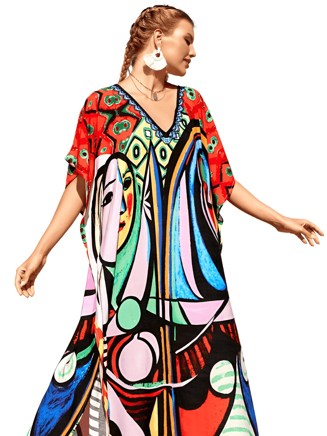 Bohemian V-Neck Batwing Sleeve Kaftan For Women - 39 Styles! -, Dress , Drestiny , Australia, Black, Blue, Canada, Cover Ups, Dark Blue, Deep Pink, FR, Green, Kaftans, Light Blue, Light Pink, New Zealand, Orange, Pink, Purple, Red, Short Sleeves, United Kingdom, United States, White , Drestiny , www.shopdrestiny.com