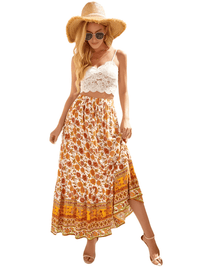 Thumbnail for Boho Retro Floral Print Skirts Women's -, Skirts , Drestiny , Australia, Beige, Black, Blue, Brown, Dark Blue, Dark Orange, Dark Red, Deep Pink, Green, L, Light Blue, M, Navy, New Zealand, Orange, Pink, Purple, Red, S, Skirts, United Kingdom, United States, White, XL, Yellow , Drestiny , www.shopdrestiny.com