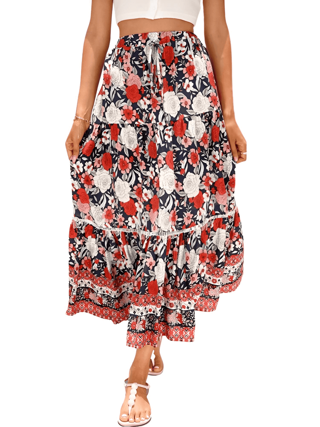 Boho Retro Floral Print Skirts Women's -, Skirts , Drestiny , Australia, Beige, Black, Blue, Brown, Dark Blue, Dark Orange, Dark Red, Deep Pink, Green, L, Light Blue, M, Navy, New Zealand, Orange, Pink, Purple, Red, S, Skirts, United Kingdom, United States, White, XL, Yellow , Drestiny , www.shopdrestiny.com