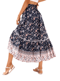 Thumbnail for Boho Retro Floral Print Skirts Women's -, Skirts , Drestiny , Australia, Beige, Black, Blue, Brown, Dark Blue, Dark Orange, Dark Red, Deep Pink, Green, L, Light Blue, M, Navy, New Zealand, Orange, Pink, Purple, Red, S, Skirts, United Kingdom, United States, White, XL, Yellow , Drestiny , www.shopdrestiny.com