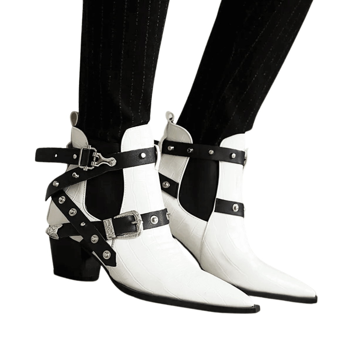 Buckled Motorcycle Western Cowboy Boots For Women -, Boots , Drestiny , Ankle Boots, Australia, Black, Blue, Boots, Canada, Dark Olive Green, Heels, New Zealand, Red, Teal, United Kingdom, United States, White, Wine Red, Yellow , Drestiny , www.shopdrestiny.com