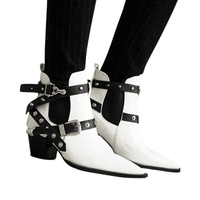 Thumbnail for Buckled Motorcycle Western Cowboy Boots For Women -, Boots , Drestiny , Ankle Boots, Australia, Black, Blue, Boots, Canada, Dark Olive Green, Heels, New Zealand, Red, Teal, United Kingdom, United States, White, Wine Red, Yellow , Drestiny , www.shopdrestiny.com