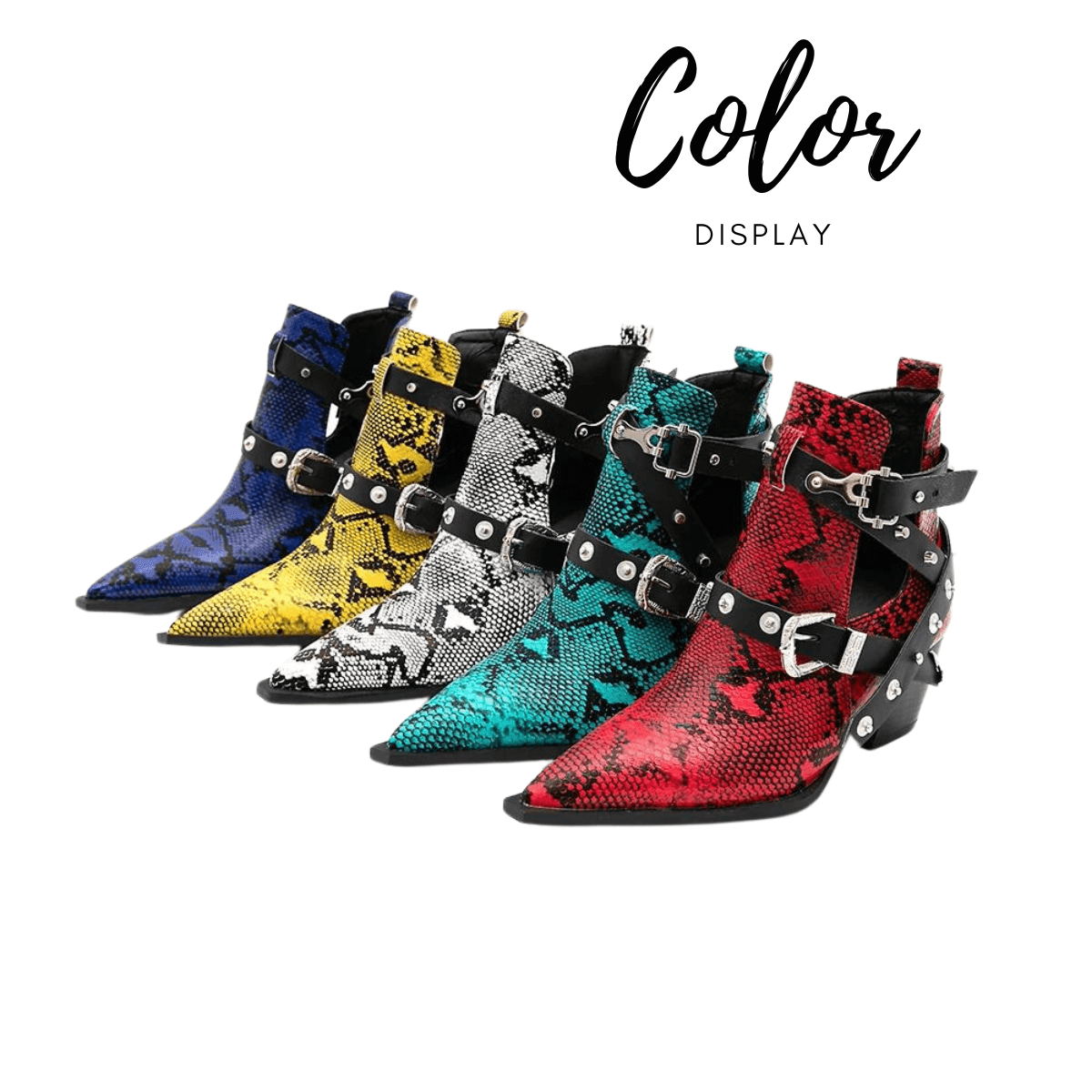 Buckled Motorcycle Western Cowboy Boots For Women -, Boots , Drestiny , Ankle Boots, Australia, Black, Blue, Boots, Canada, Dark Olive Green, Heels, New Zealand, Red, Teal, United Kingdom, United States, White, Wine Red, Yellow , Drestiny , www.shopdrestiny.com