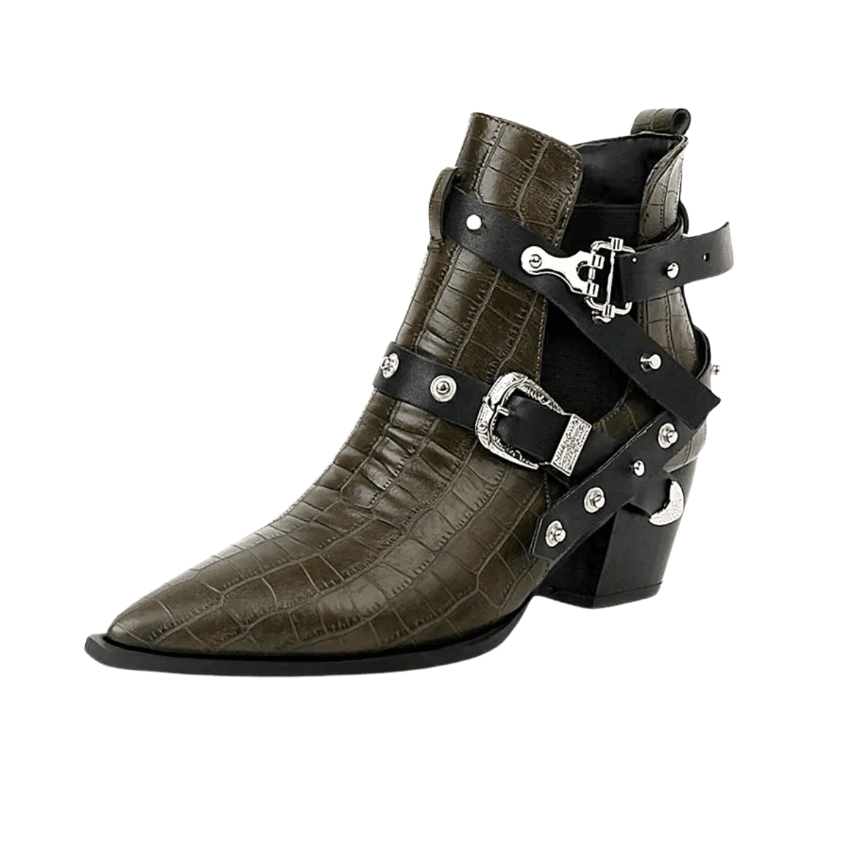 Buckled Motorcycle Western Cowboy Boots For Women -, Boots , Drestiny , Ankle Boots, Australia, Black, Blue, Boots, Canada, Dark Olive Green, Heels, New Zealand, Red, Teal, United Kingdom, United States, White, Wine Red, Yellow , Drestiny , www.shopdrestiny.com